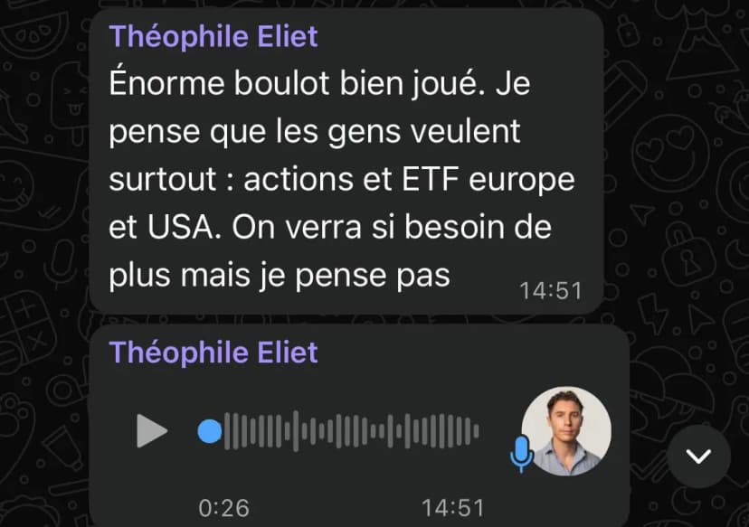 Message from Théophile Eliet